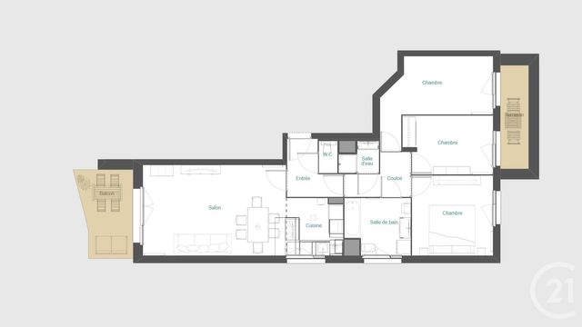 Appartement F4 à vendre - 4 pièces - 79.8 m2 - BRY SUR MARNE - 94 - ILE-DE-FRANCE - Century 21 Immobilière De Coeuilly